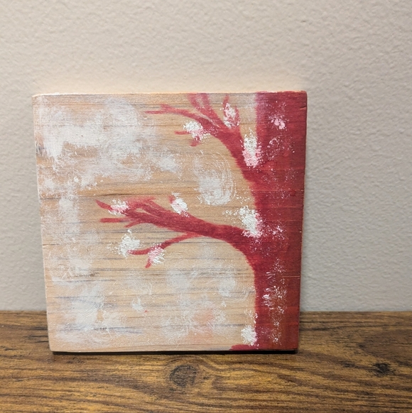 "Four Seasons Tree" Rustic Tree Art on 4.5" Square Wooden Coasters - Picture 2 of 8